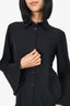 Cop.copine Black Pleated Sleeve Blouse Size 34