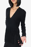 Allude Black Cashmere Fringed Knitted Long Sleeve Mini Dress Size M