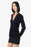Allude Black Cashmere Fringed Knitted Long Sleeve Mini Dress Size M