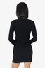 Allude Black Cashmere Fringed Knitted Long Sleeve Mini Dress Size M
