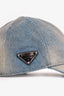 Prada Blue Denim Triangle Logo Baseball Hat Size M