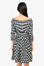 Prada Navy/White Cotton Triangle Pattern Knee Length Long Sleeve Dress Size 40