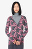 Prada Grey/Pink Wool Knit Printed Cardigan Size 40