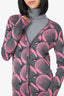 Prada Grey/Pink Wool Knit Printed Cardigan Size 40