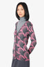Prada Grey/Pink Wool Knit Printed Cardigan Size 40