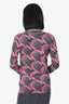 Prada Grey/Pink Wool Knit Printed Cardigan Size 40