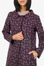 Prada Purple Silk Bolt Printed Satin Coat Size 42