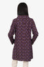 Prada Purple Silk Bolt Printed Satin Coat Size 42