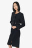 Prada Black Wool Knee Length Skirt + Cropped Jacket Size 42