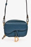 Christian Dior Blue Leather Nano Saddle Crossbody