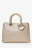 Christian Dior Gold Leather 'Diorissimo' Medium Top Handle with Strap and Pouch