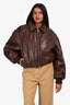 Agolde Brown Faux Leather Padded Bomber Jacket Size XS