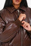 Agolde Brown Faux Leather Padded Bomber Jacket Size XS