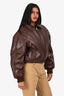 Agolde Brown Faux Leather Padded Bomber Jacket Size XS