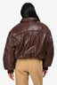 Agolde Brown Faux Leather Padded Bomber Jacket Size XS