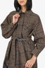 Maje Brown/Black Gavino Plaid Belted Coat Size 2
