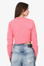 Balmain Pink Logo Cropped Sweatshirt Size S
