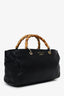 Gucci Black Calfskin Bamboo Shopper Bag with Strap