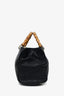 Gucci Black Calfskin Bamboo Shopper Bag with Strap