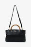 Gucci Black Calfskin Bamboo Shopper Bag with Strap