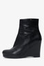 Prada Black Leather Wedge Boots Size 38.5