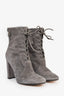Gianvito Rossi Grey Suede Tie-Heeled Booties Size 40.5