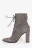 Gianvito Rossi Grey Suede Tie-Heeled Booties Size 40.5