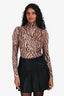 SER.YO.A Brown Leopard Print Sheer Ruched Top Size S