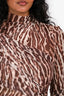 SER.YO.A Brown Leopard Print Sheer Ruched Top Size S