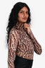 SER.YO.A Brown Leopard Print Sheer Ruched Top Size S