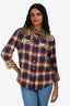 R13 Blue/Red Leopard Plaid Button Down Top Size XS