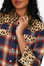 R13 Blue/Red Leopard Plaid Button Down Top Size XS