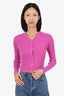 Ganni Pink Merino Wool Ribbed Cardigan Size XS