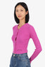 Ganni Pink Merino Wool Ribbed Cardigan Size XS