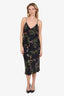 L'Agence Black Silk Floral V-Neck Slip Dress Size 6