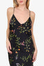L'Agence Black Silk Floral V-Neck Slip Dress Size 6