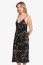 L'Agence Black Silk Floral V-Neck Slip Dress Size 6