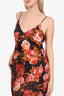L'Agence Black Rose Print V-Neck Slip Dress Size 6