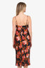 L'Agence Black Rose Print V-Neck Slip Dress Size 6