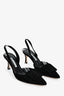 Manolo Blahnik Black Leather Buckle Slingback Pumps Size 37.5