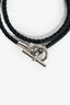 Hermes Black/Silver Leather 'Glenan Double Tour' Bracelet