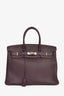 Hermes 2008 Raisin Clemence Leather Birkin 35