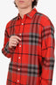 Burberry Red Check Button Down Shirt Size XL Mens
