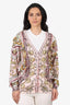 Moschino Pink Fantasy-Print Ribbed Knit Cardigan Size 10