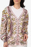 Moschino Pink Fantasy-Print Ribbed Knit Cardigan Size 10