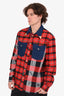 Versace Red Check Denim Studded Shirt Size S