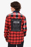Versace Red Check Denim Studded Shirt Size S