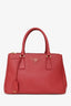 Prada Red Saffiano Small Double Zip Galleria Tote with Strap
