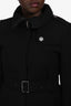 Burberry Brit Black Wool Blend Belted Coat Size 10 US