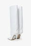 The Attico White Leather Knee High 'Sienna' Boots Size 39